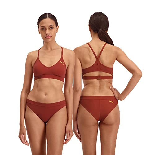 PUMA Damen Swimwear Sporty Top Bikini, Brown Combo, XS EU von PUMA