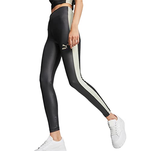 PUMA Damen T7 High Waist Shiny Leggings Leggins, Black Pristine, L von PUMA