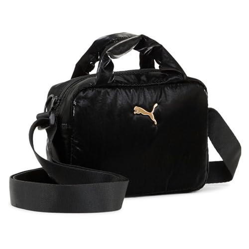 PUMA Damen UP Mini Grip Bag Handtasche PUMA Black-metallic gold log X von PUMA