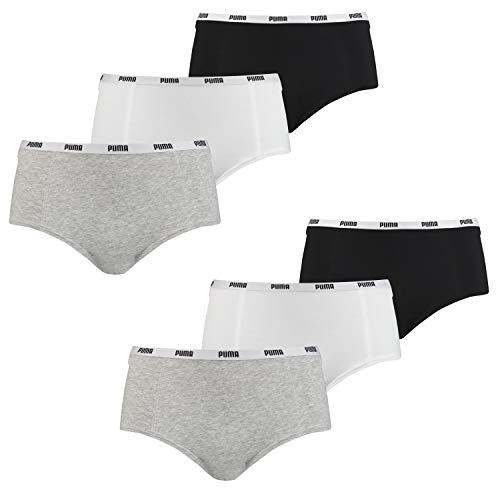PUMA Damen Unterwäsche Unterhosen 2X 3er Mini Shorts im Vorteilspack (White/Grey/Black, S) von PUMA