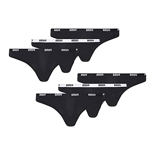 PUMA Damen Unterwäsche Unterhosen 6 String Thong (2x3) im Vorteilspack (Black, XS) von PUMA