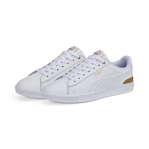 PUMA Vikky v3 Lthr, Damen Sneaker, Weiß Weiß Team Gold, 37 EU von PUMA