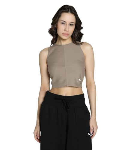 PUMA Damen Wardrobe ESS Geripptes Crop-Top L, Totally Taupe Brown PUMA Damen Wardrobe ESS Geripptes Crop-Top L, Totally Taupe Brown von PUMA