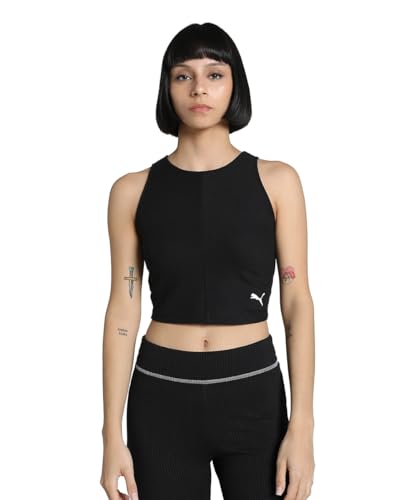 PUMA Damen Wardrobe ESS Geripptes Crop-Top XS, Black von PUMA