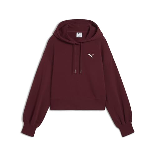 PUMA Damen Wardrobe ESS Kurzer Relaxed Fit Hoodie L, Ruby Shimmer Red von PUMA