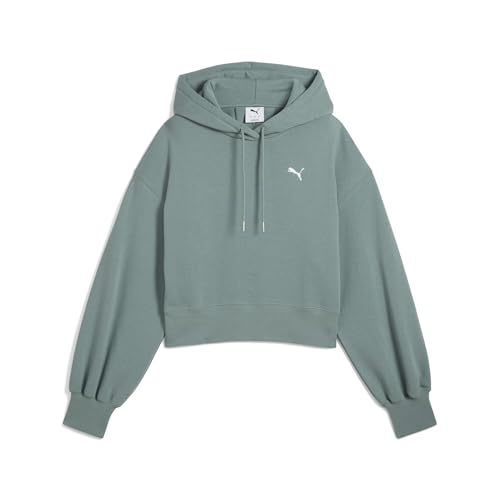 PUMA Damen Wardrobe ESS Kurzer Relaxed Fit Hoodie M, Green Moon PUMA Damen Wardrobe ESS Kurzer Relaxed Fit Hoodie M, Green Moon von PUMA