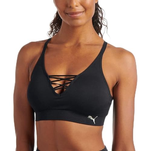 PUMA Damen Lace Up Sport-BH, Schwarz/Metallic, X-Large von PUMA