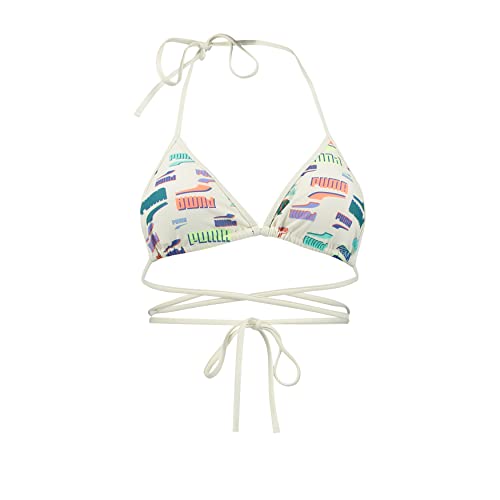 PUMA Damen Wrap Triangle Bikini Top, White Combo, L EU von PUMA