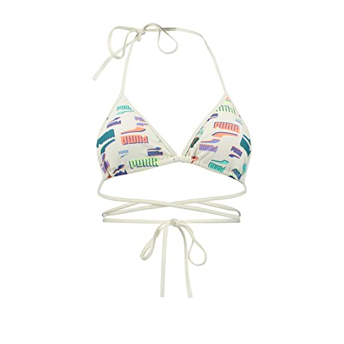 PUMA Damen Wrap Triangle Bikini Top, White Combo, S EU von PUMA