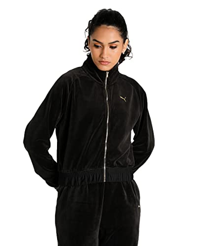 PUMA Deco Glam Velour Trainingsjacke Damen schwarz/silber, L von PUMA