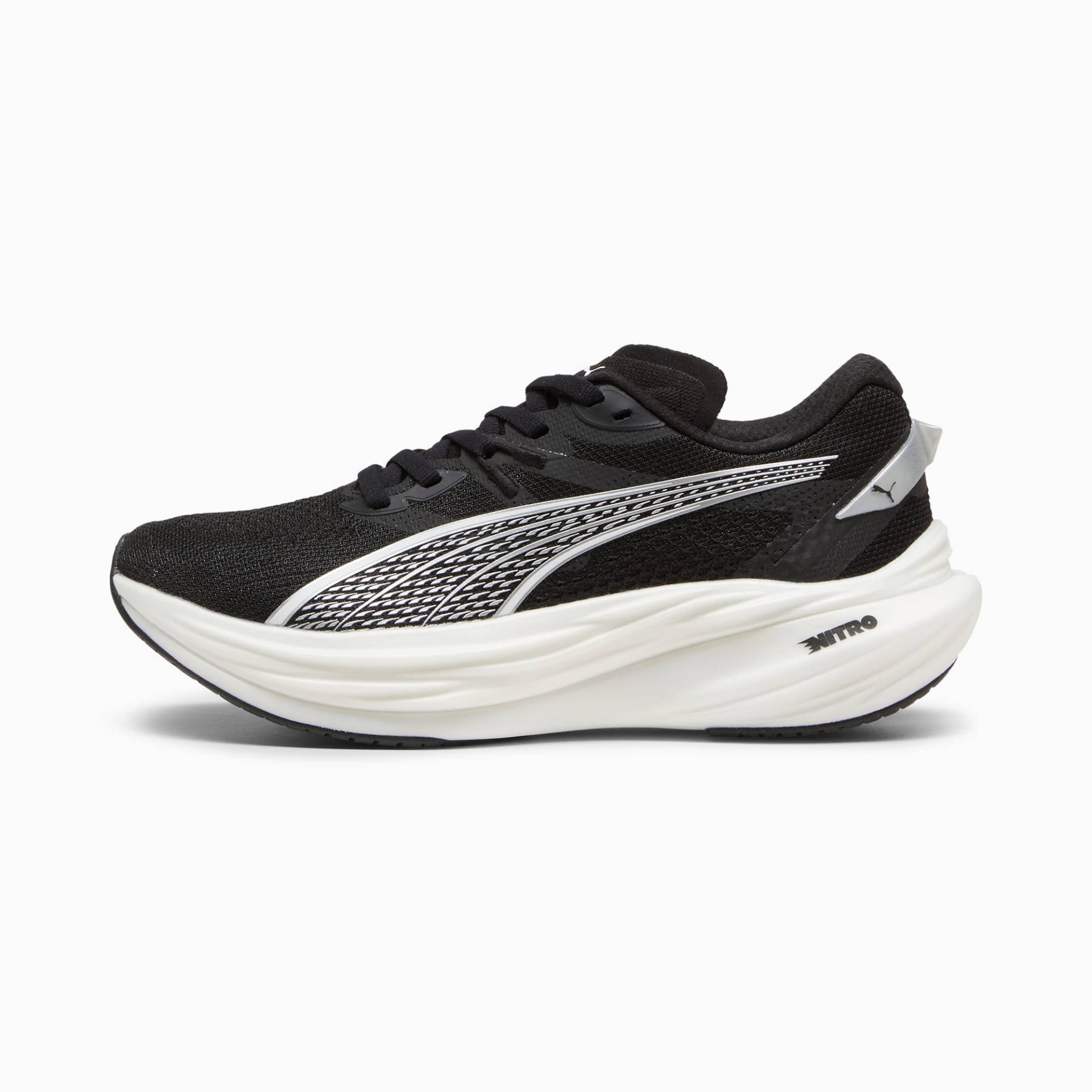 PUMA Deviate NITRO™ 3 Laufschuhe Damen, Schwarz/Weiß/Silber, Größe: 37, Schuhe von PUMA