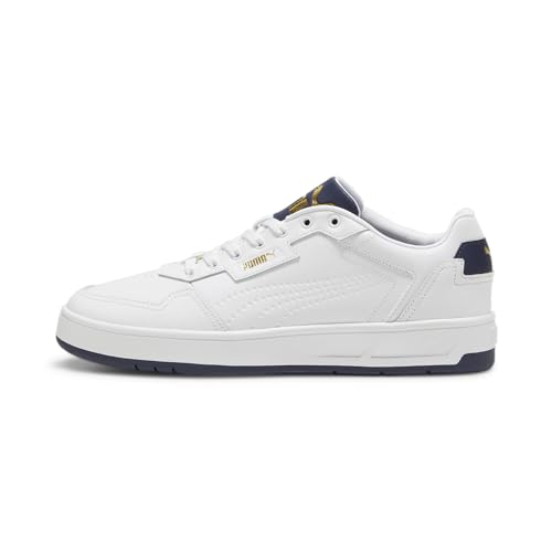 PUMA Erwachsene Court Classic Lux Sneakers 41White Navy Gold Blue von PUMA