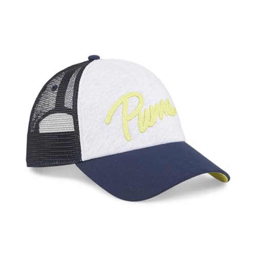 PUMA Erwachsene ESS+ Trucker Cap ErwachsenerClub Navy Lime Sheen White Blue Green von PUMA