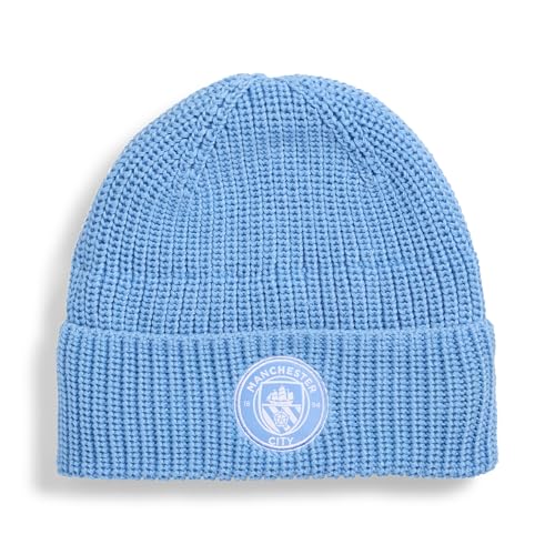 PUMA Erwachsene Manchester City Essentials Beanie OneSize, Team Light Blue White von PUMA