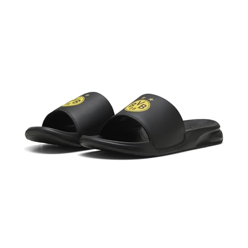 PUMA Erwachsene Softride Teamcat BVB Slides 39, Black Faster Yellow Victory Gold Beige von PUMA