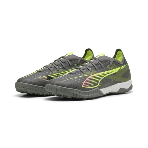 PUMA Erwachsene Ultra 5 Match TT Fußballschuhe 48, Matte Aged Silver Yellow Alert Blue Gray von PUMA