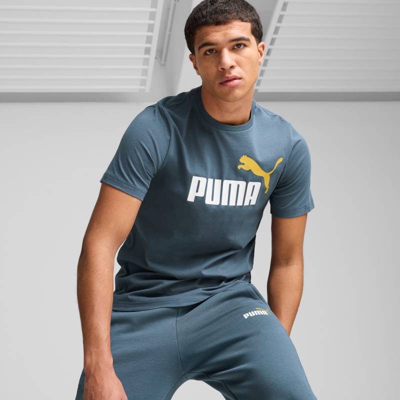 PUMA Essentials+ 2 Colour Logo T-Shirt Herren, Grau, Größe: S, Kleidung von PUMA