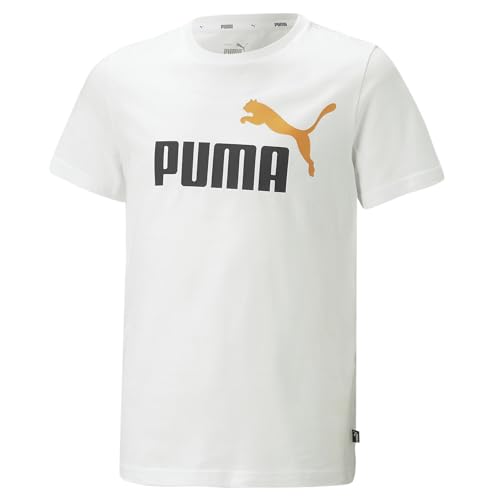 PUMA Jungen Essentials+ Two-Tone Logo T-Shirt 164White Desert Glay von PUMA