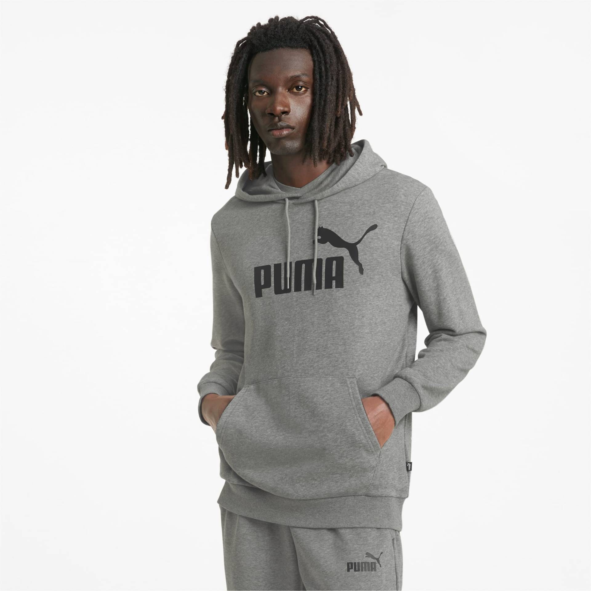 PUMA Essentials Big Logo Herren Hoodie, Mit Heide, Grau, Größe: L, Kleidung von PUMA