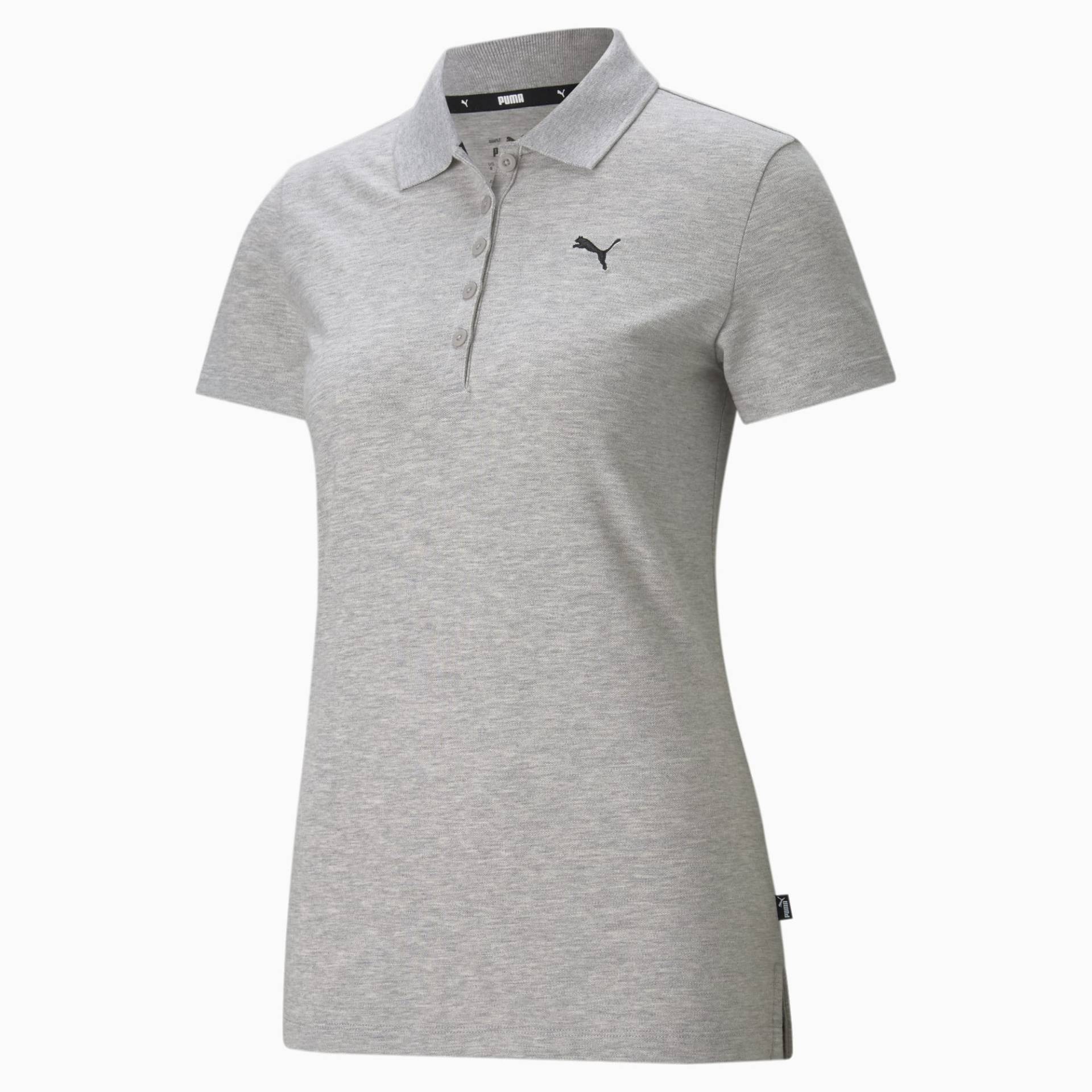 PUMA Essentials Poloshirt Damen, Mit Katzenmuster, Grau, Größe: L, Kleidung von PUMA