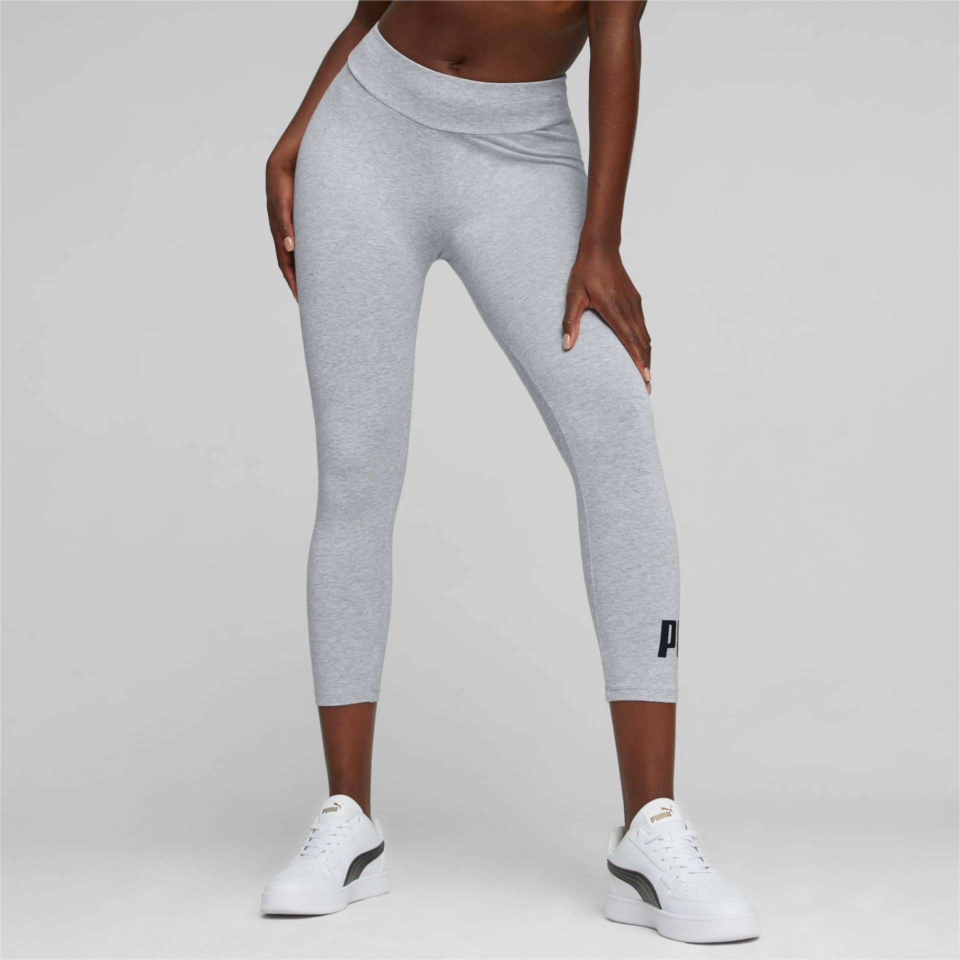 PUMA Essentials Logo Damen 3/4-Leggings, Mit Heide, Grau, Größe: XXS, Kleidung von PUMA