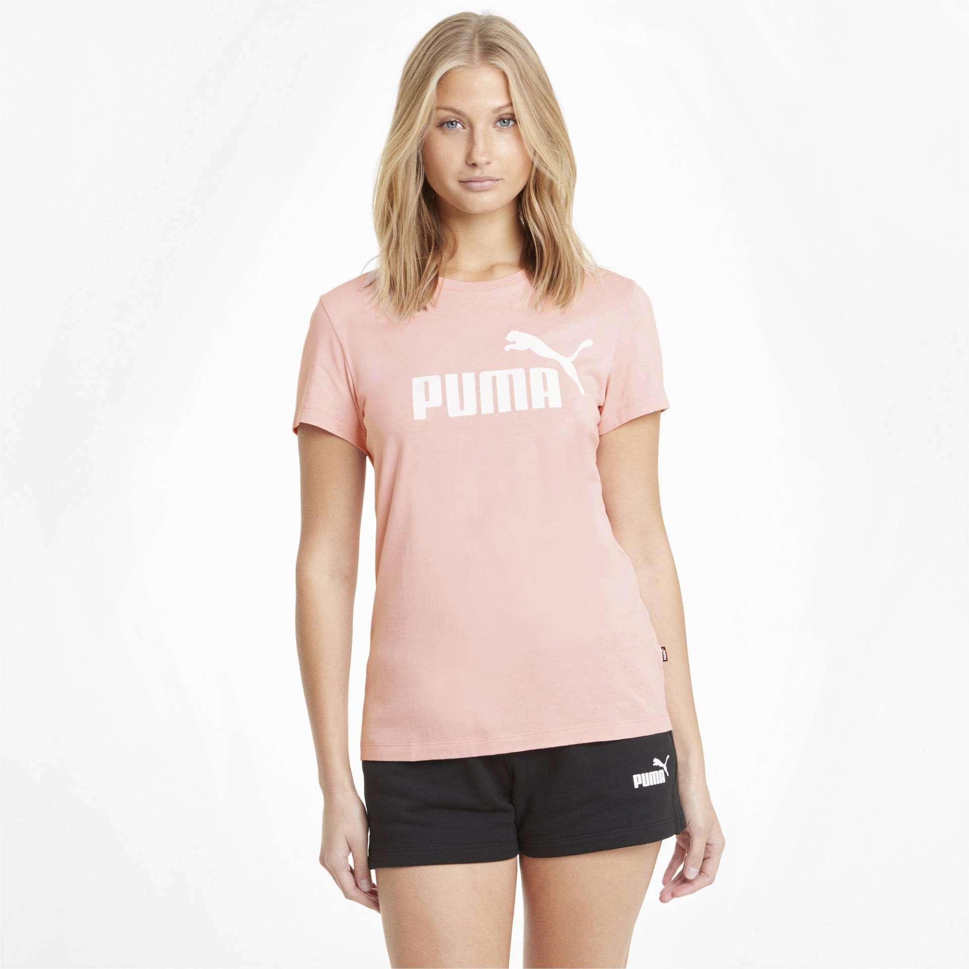 PUMA Essentials Logo T-Shirt Damen, Rosa, Größe: M, Kleidung von PUMA
