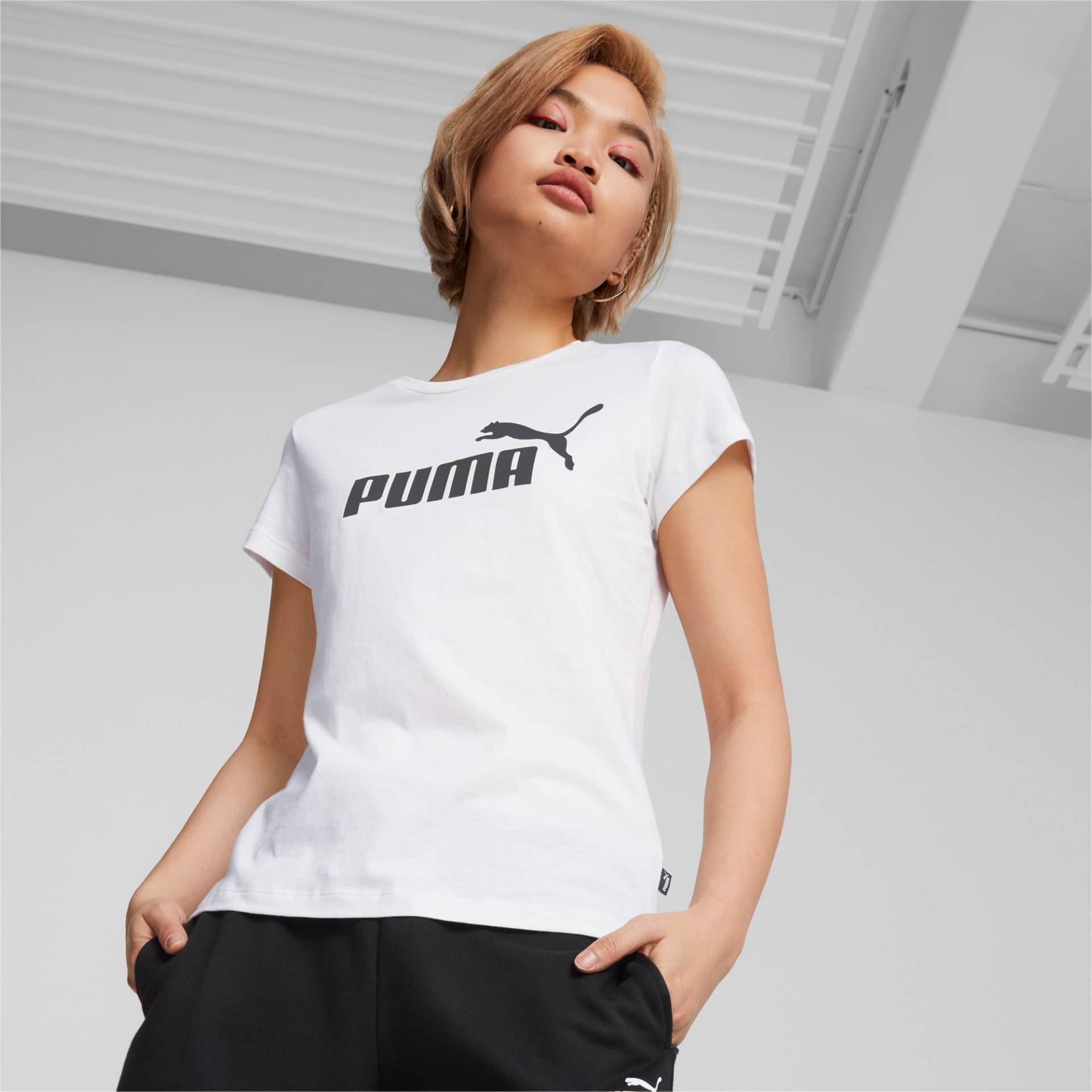 PUMA Essentials Logo T-Shirt Damen, Weiß, Größe: XXL, Kleidung von PUMA