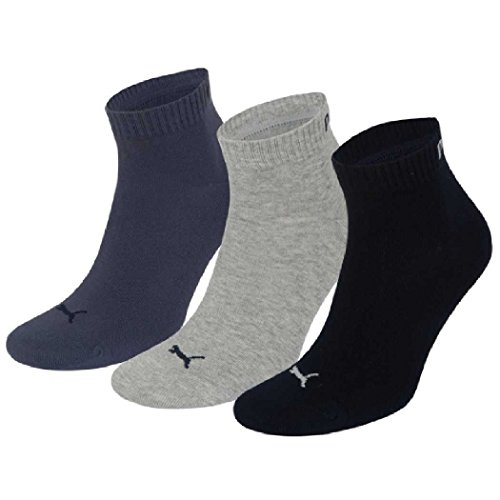 PUMA 6 Paar Unisex Quarter Socken Sneaker Gr. 35-49 für Damen Herren Füßlinge, Farbe:532 - navy/grey/nightshadow b, Socken & Strümpfe:35-38 von PUMA