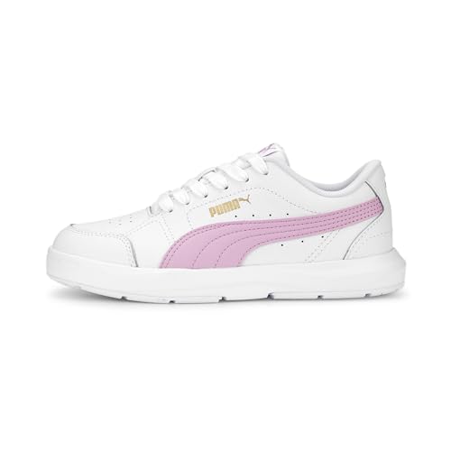 PUMA Unisex Kids' Fashion Shoes EVOLVE COURT JR Trainers & Sneakers, PUMA WHITE-LILAC CHIFFON-PUMA GOLD, 38.5 von PUMA