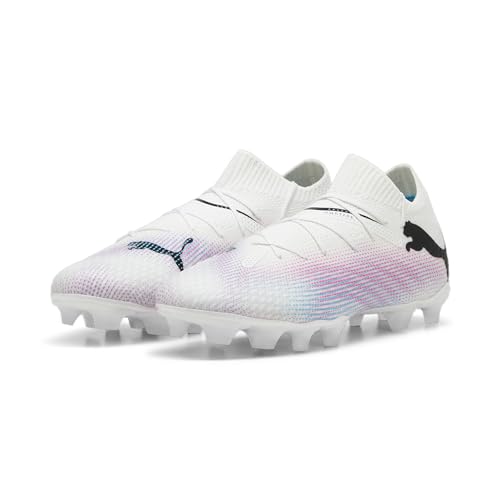 Puma Unisex Youth Future 7 Pro Fg/Ag Jr Soccer Shoes, Puma White-Puma Black-Poison Pink, 29 EU von PUMA