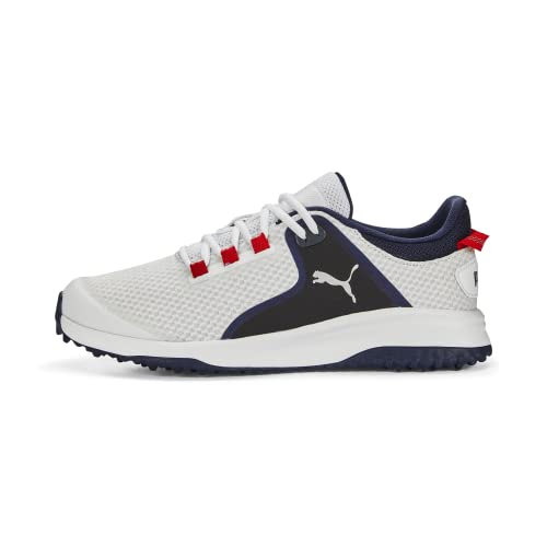 PUMA Golf Herren Fusion Grip Golfschuh, White silverpuma Navy, 41 EU von PUMA