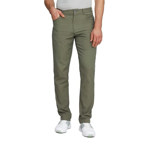 PUMA Golf Herren Stoffhose Hose Herren Händlerhose mit 5 Taschen Golfhose, Dark Sage, 2830 von PUMA
