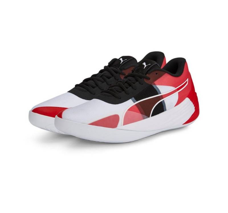 PUMA Hallen-Indoorschuhe Fusion Nitro Team weiss/rot Herren Badmintonschuh von PUMA