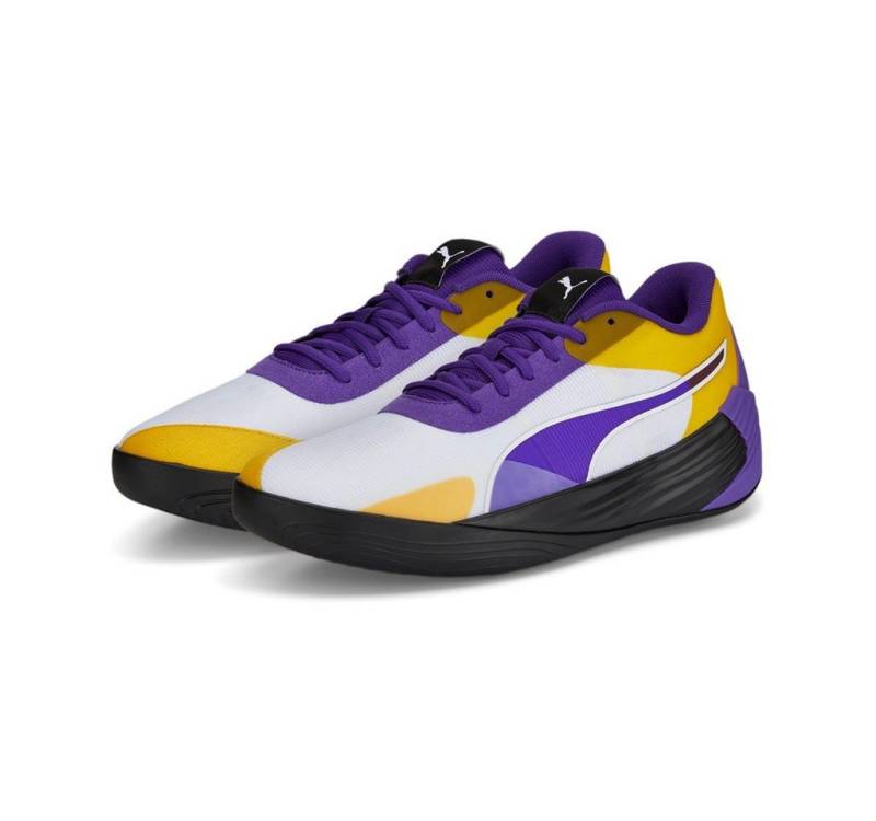 PUMA Hallen-Indoorschuhe Fusion Nitro Team weiss/violett Herren Badmintonschuh von PUMA