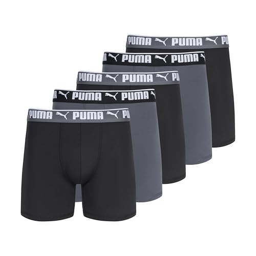 PUMA Herren 5er-Pack Performance-Boxershorts Retroshorts, schwarz/grau, Small von PUMA