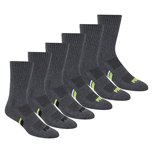 PUMA Herren 6er-Pack Crew Socken, Grau/Grün, Large von PUMA