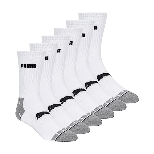 PUMA Herren 6er-Pack Crew-Socken Laufsocken, Weiss/opulenter Garten, 47-49 EU von PUMA