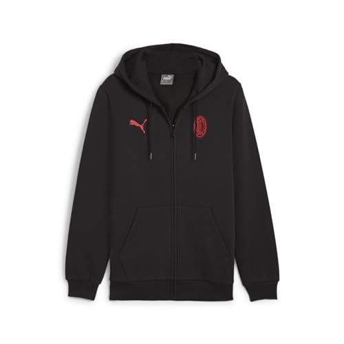 PUMA Herren AC Milan ftblESSENTIALS Kapuzenjacke L Black for All Time Red ┃Fußball-Sweatjacke in Regular Fit Herren von PUMA