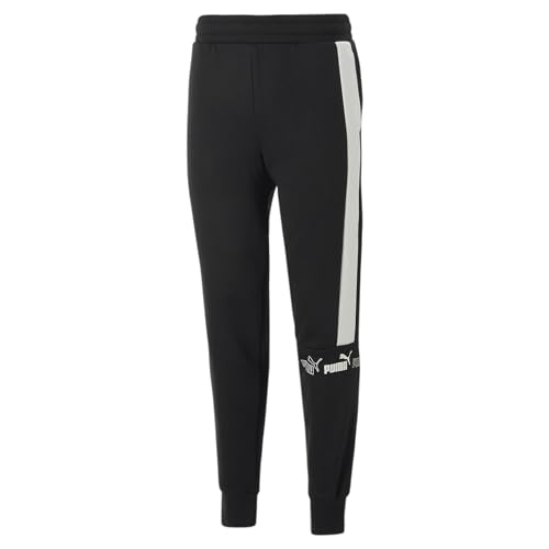 PUMA Herren Around The Block Fleece-Hose LBlack White ┃Jogginghose für Herren mit mittlerer Bundhöhe von PUMA