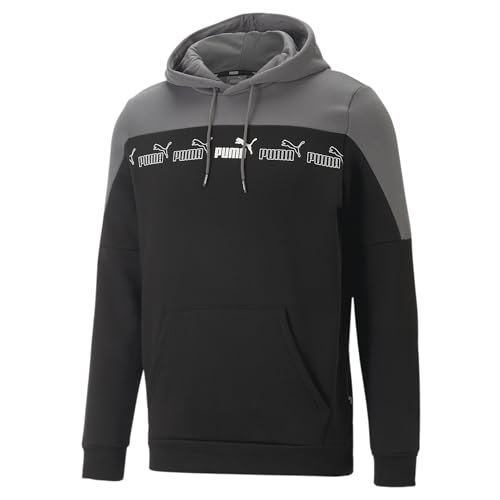 PUMA Herren Around The Block Hoodie MBlack Castlerock ┃Hoodie für Herren ohne Reißverschluss mit Kängurutasche von PUMA