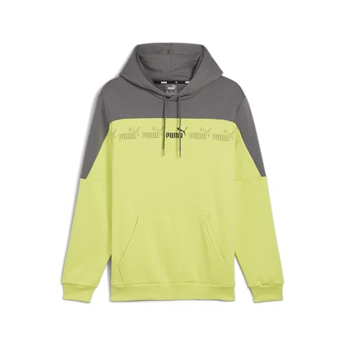 PUMA Herren Around The Block Hoodie MLime Sheen Green ┃Hoodie für Herren ohne Reißverschluss mit Kängurutasche von PUMA