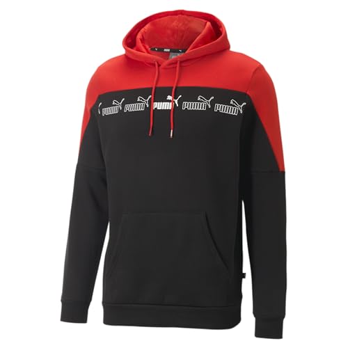 PUMA Herren Around The Block Hoodie XSBlack High Risk Red ┃Hoodie für Herren ohne Reißverschluss mit Kängurutasche von PUMA