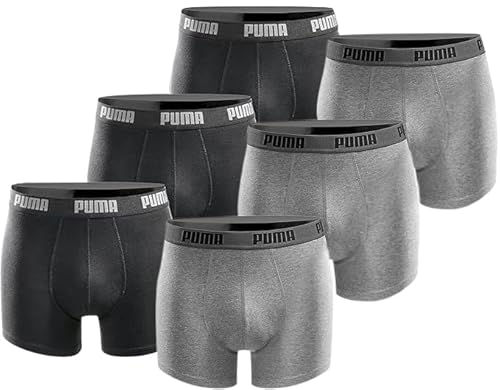 PUMA Herren Basic Boxer Shorts (6er Pack) Mid Grey/Black M von PUMA