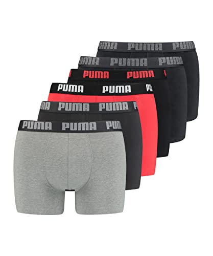 Basic Boxer 6er Pack graurotschwarz, M Herren von PUMA
