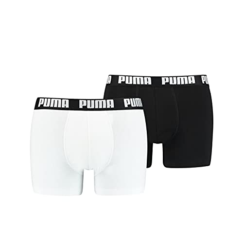 Puma Herren Boxer Unterwäsche, Weiß/Schwarz, L (2er Pack) von PUMA