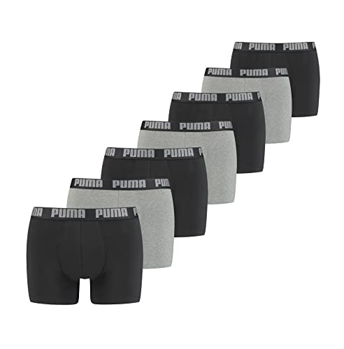 PUMA Herren Basic Boxershorts Unterwäsche 7P (S, Dark Grey Melange/Black) von PUMA