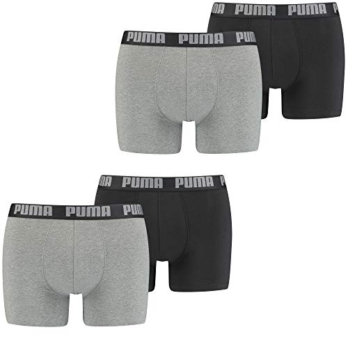 PUMA Herren Boxer Basic Unterhosen 4er Pack 521015001 (Grey/Black, M) von PUMA