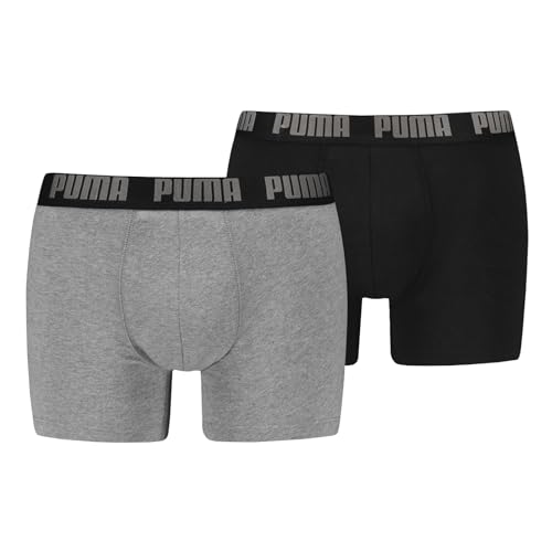 PUMA Herren Boxer Boxershorts Shorts Unterhosen Comfort Stretch 2er Pack, Farbe:Mehrfarbig, Größe:2XL, Artikel:-003 Grey Melange/Black von PUMA
