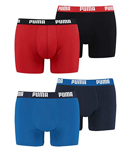 PUMA Herren Boxer Boxershorts Shorts Unterhosen Comfort Stretch 4er Pack, Wäschegröße:2XL, Artikel:-420 True Blue + 786 red/Black von PUMA