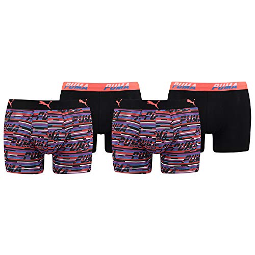 PUMA Herren Boxershorts, 4 Sück Boxers, Logo AOP Boxer (M, Blue/orange) von PUMA